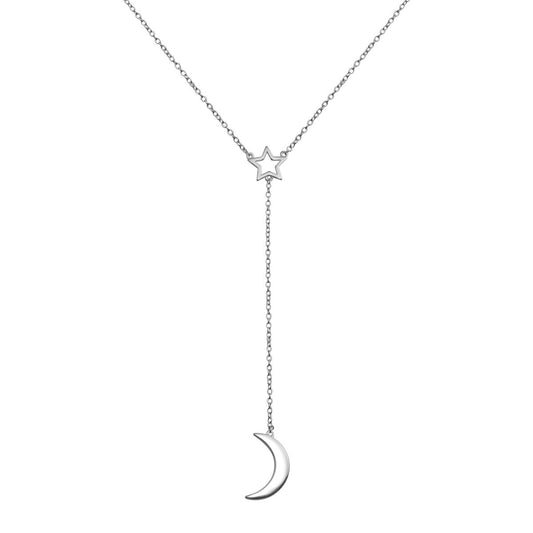 Moon and Star Y-Necklace