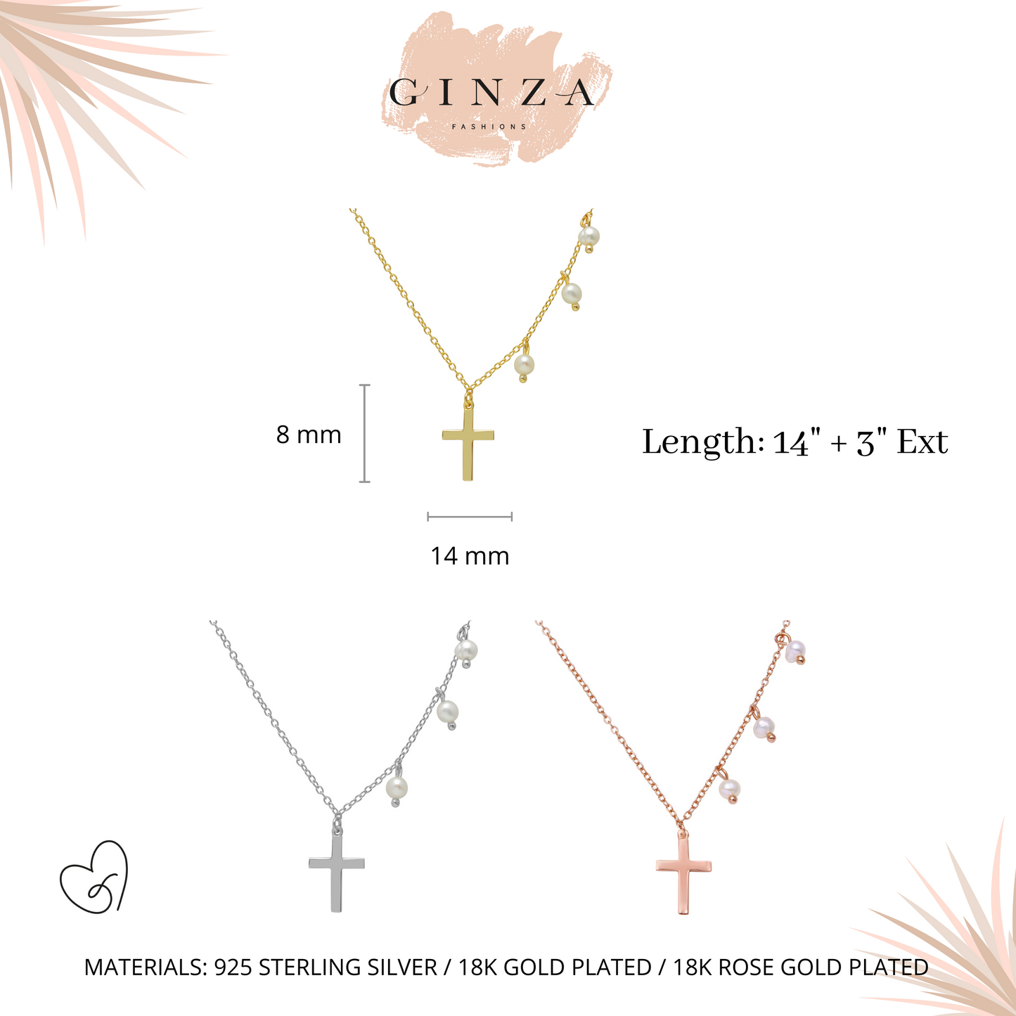 Cross with pearls Necklace