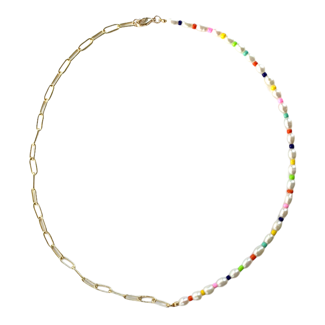 Half & Half Color Pop Pearl Choker