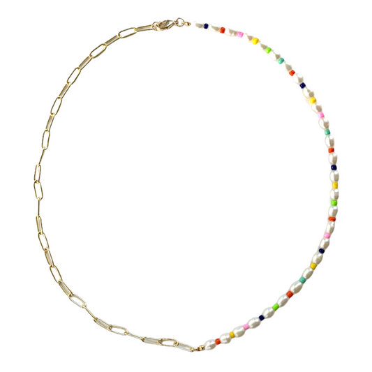 Half & Half Color Pop Pearl Choker