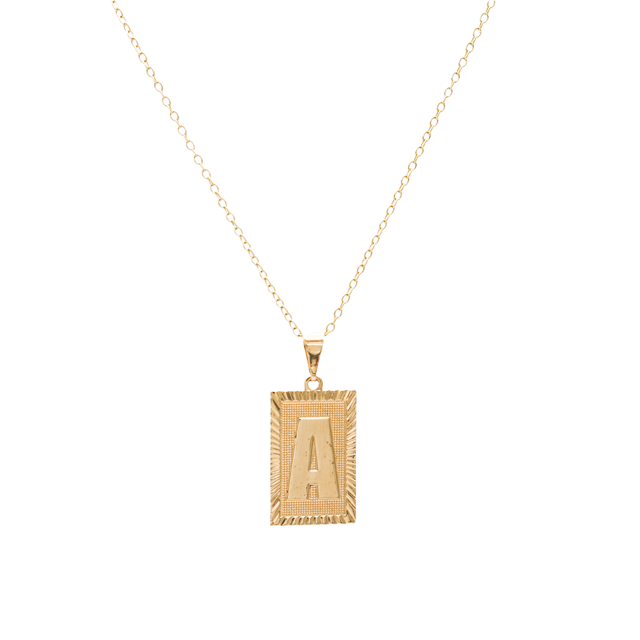Rectangle Initial Necklace