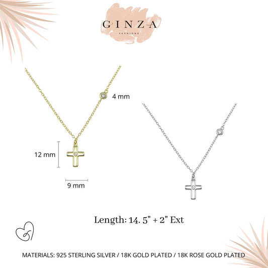 Simple Cross with CZ Necklace