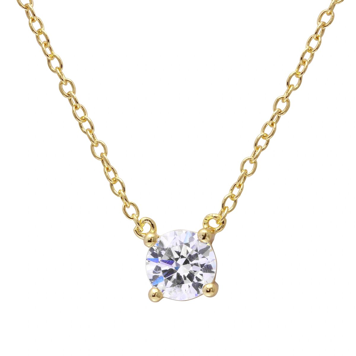 Solitary Square CZ Necklace