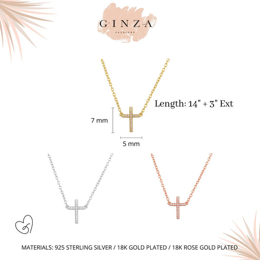 Tiny Cross with CZ Necklace
