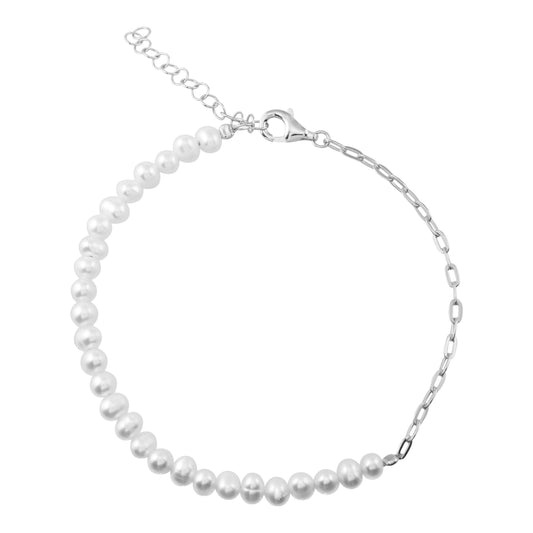 Baby Paperclip X Freshwater Pearl Bracelet