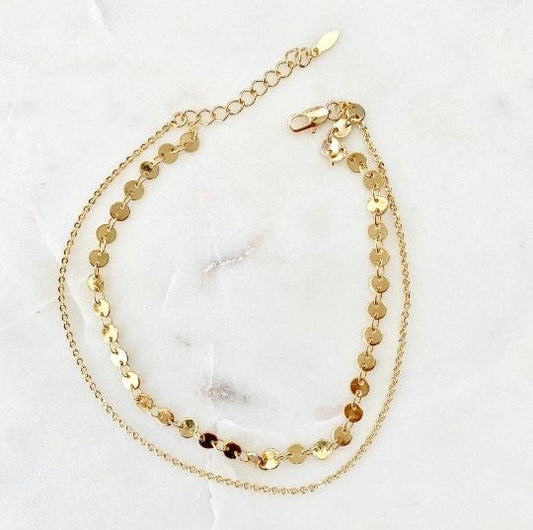 Coin Double Chain Anklet