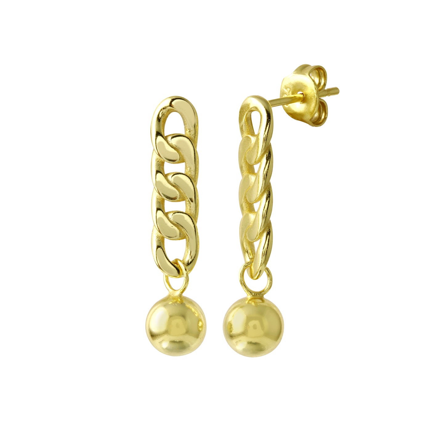 Curb with ball Stud earrings