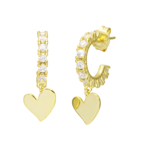 CZ Mini Huggie whith Heart earrings