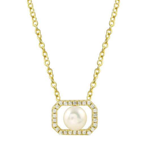 CZ With Pearl Chain Necklace