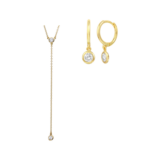 Round CZ Y-Necklace COMBO SET