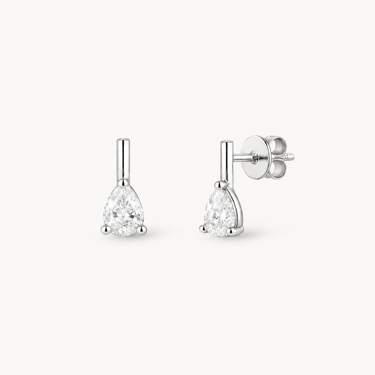 Clear Drop Silver Medium Earring