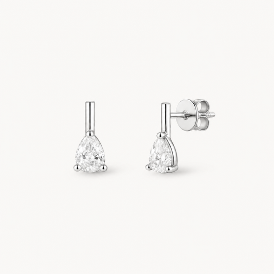 Clear Drop Silver Medium Earring