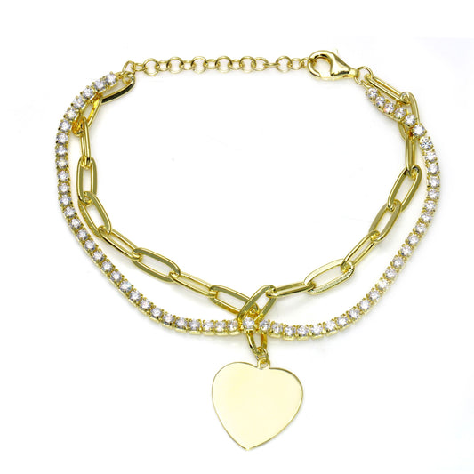 Double Chain with Heart Bracelet