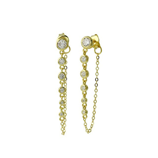 CZ Stud Chain Earrings