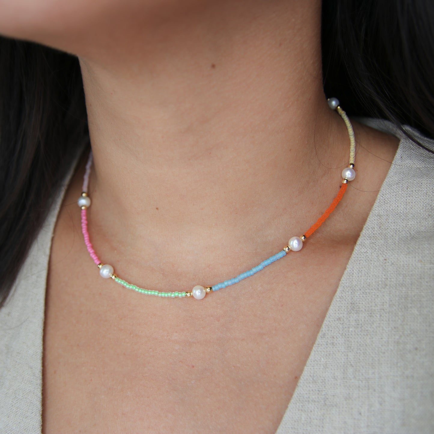 Mix Colors & pearls  Necklace