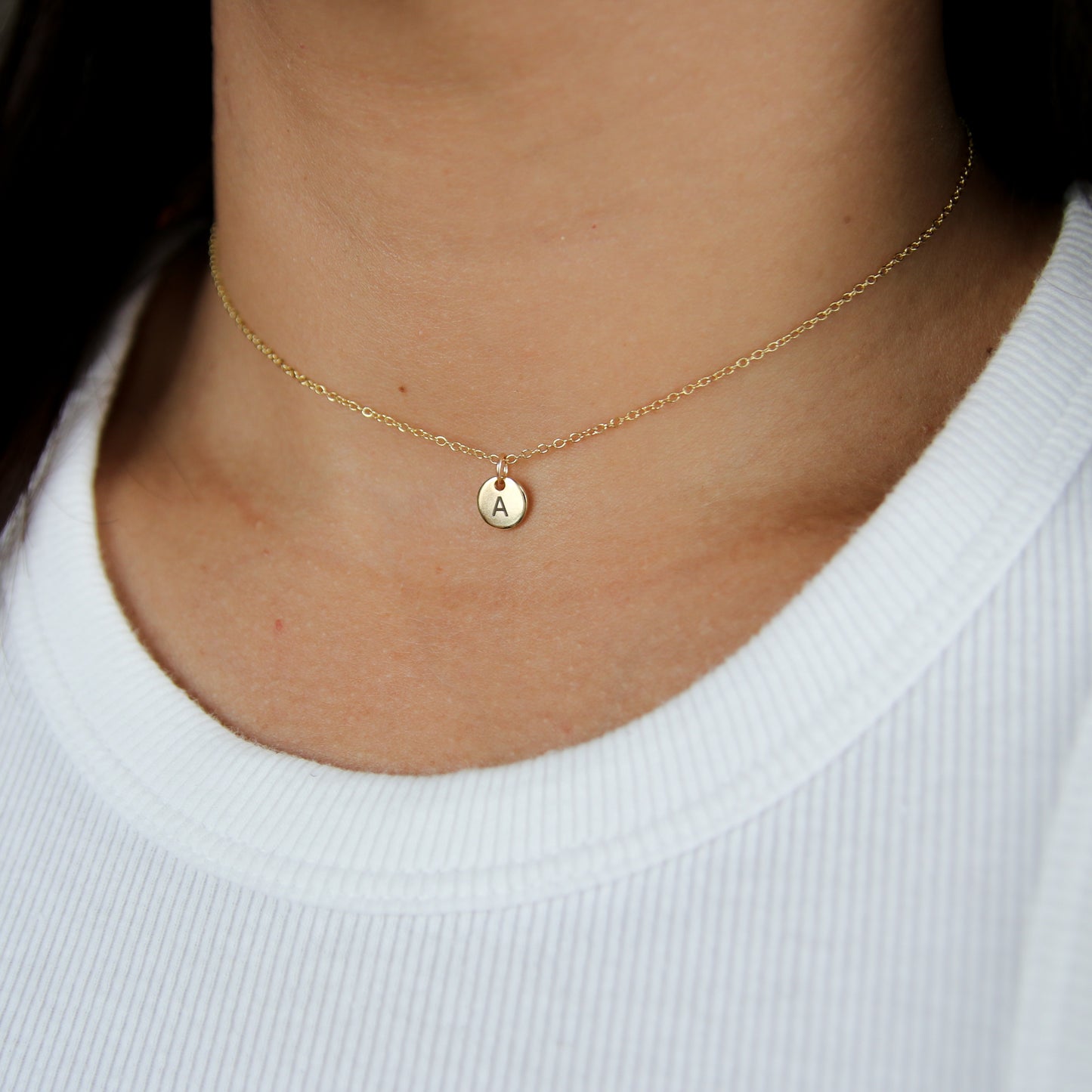 Small Coin Initial Necklace