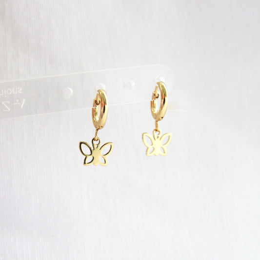 Butterfly Gold Hoop Earrings