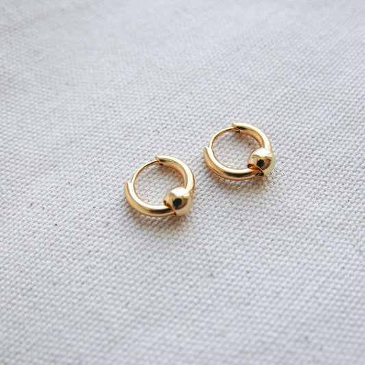 Gold with Ball Hoop Earrings