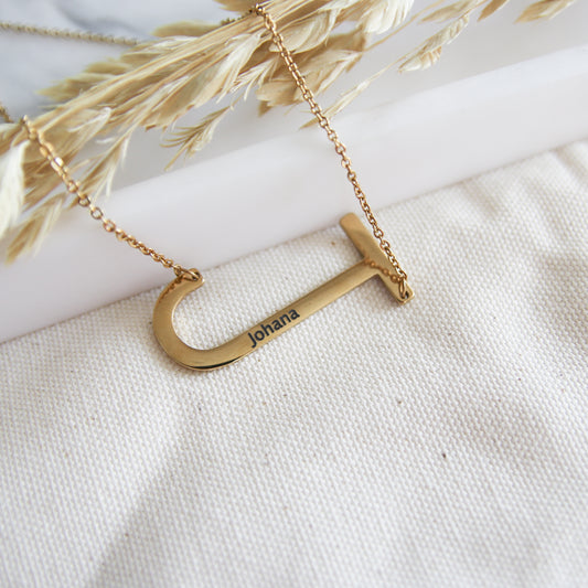 Custom Large Initial Engraved Necklace