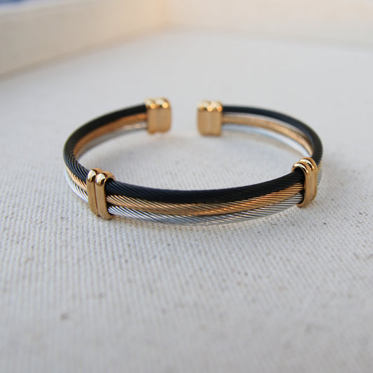 Triple tone  Bangle Bracelet