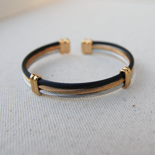 Triple tone  Bangle Bracelet