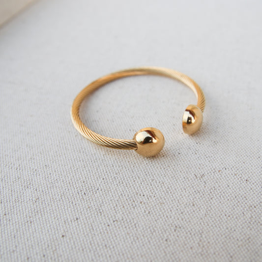 Gold Ball Cable Bangle