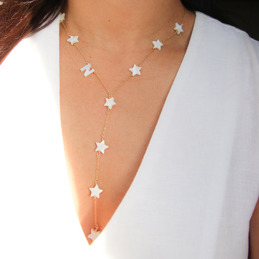 Stars Initial Lariat Necklace