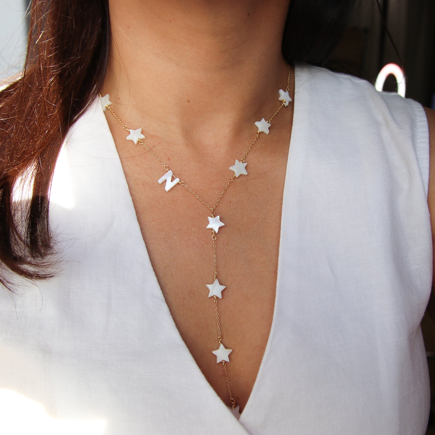 Stars Initial Lariat Necklace