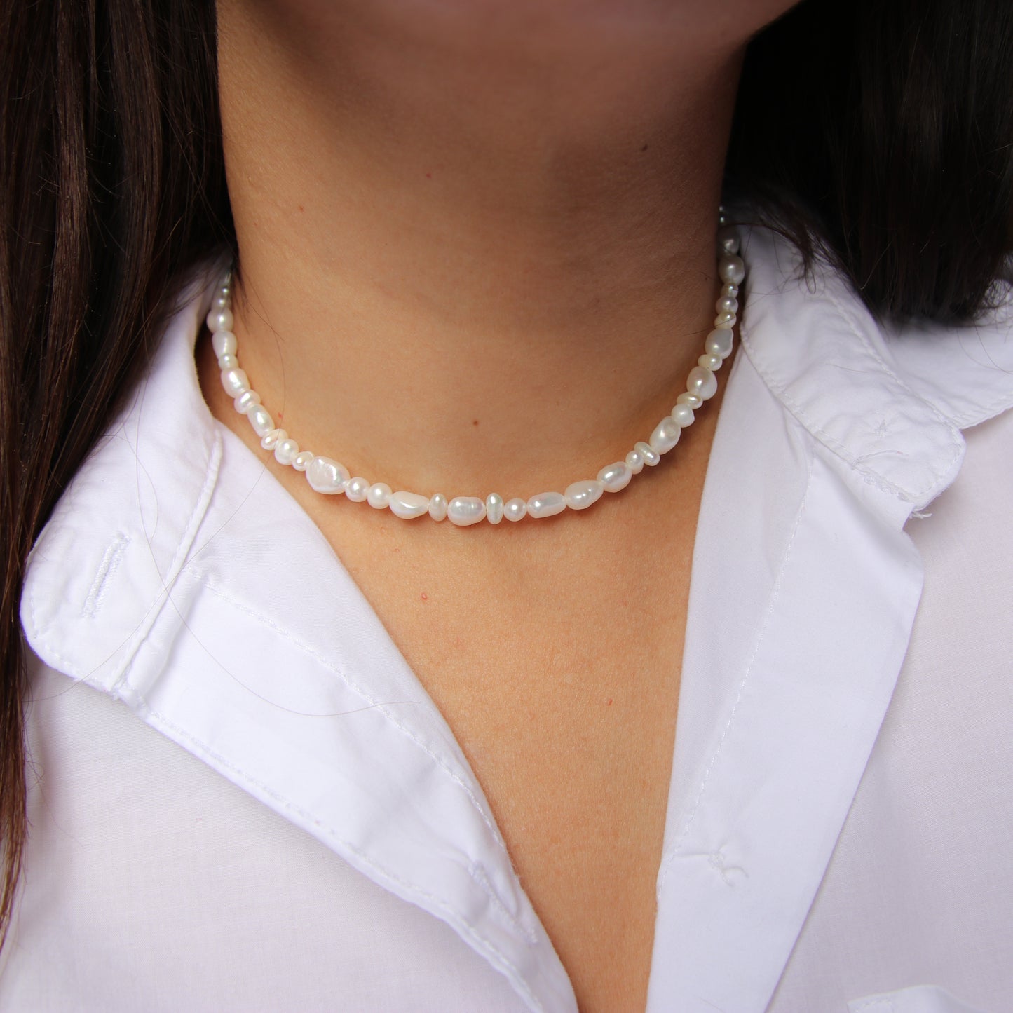 Shell Pearl Choker Necklace