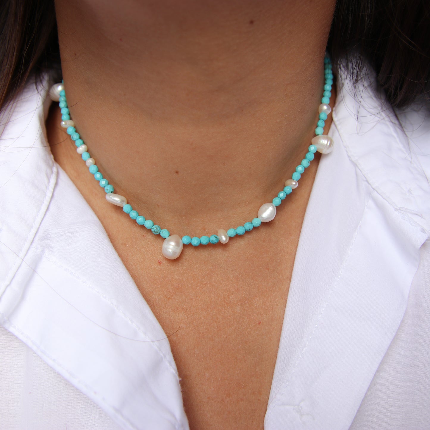 Turquoise with Pearls Necklace