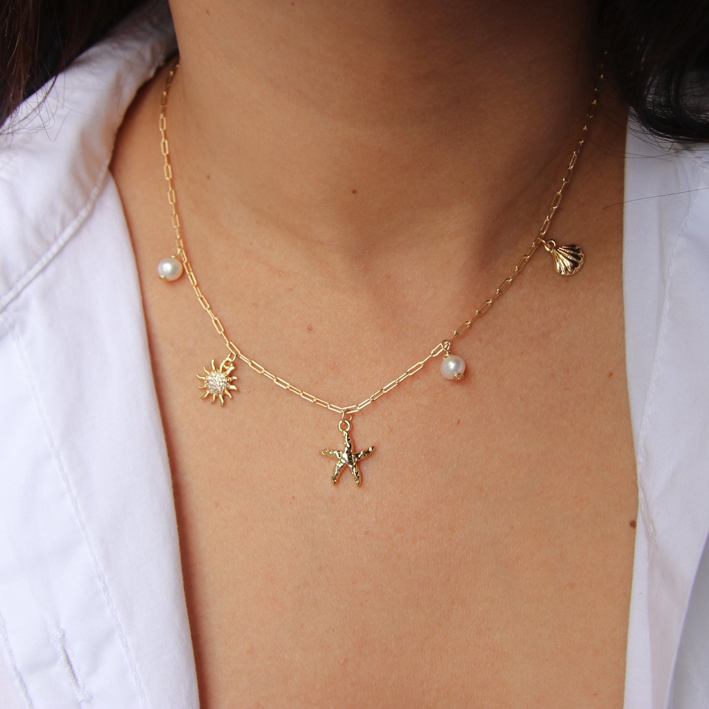 Dainty Summer Multicharms Necklace