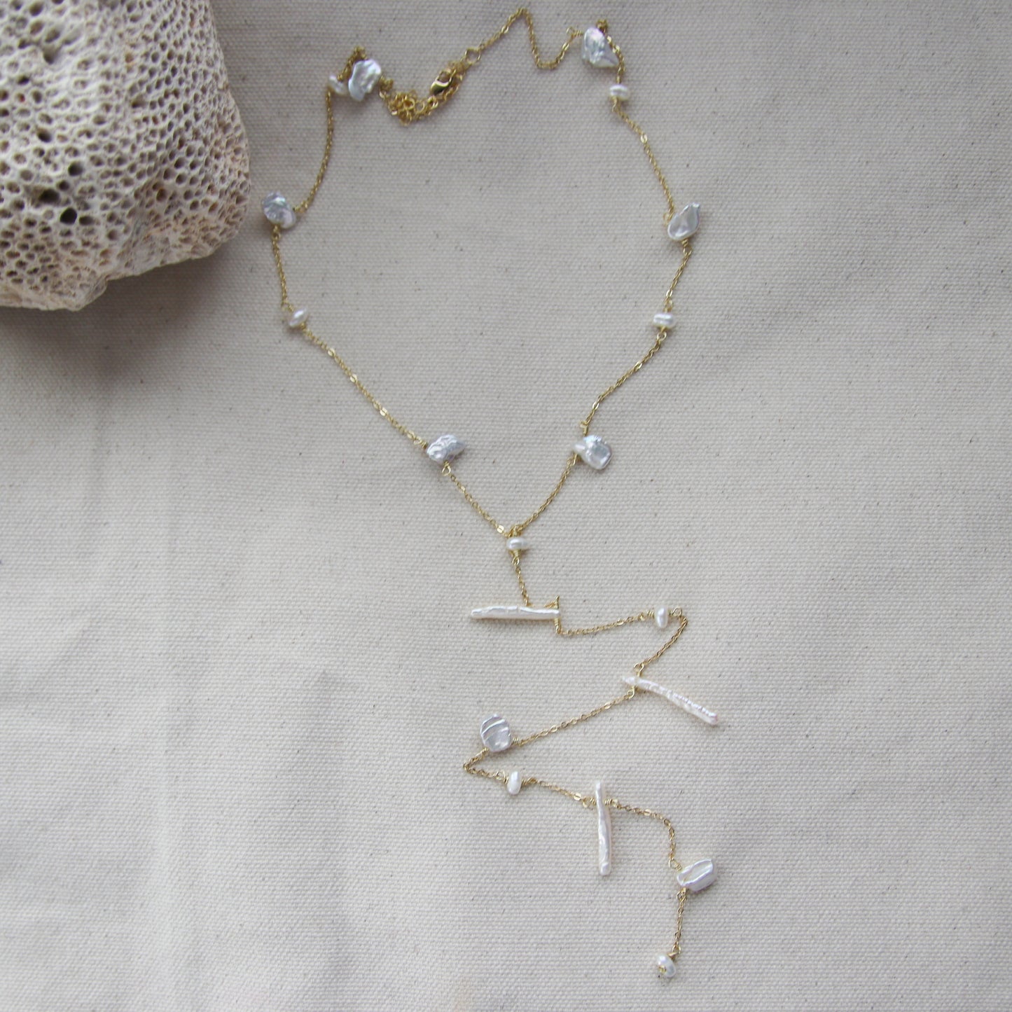 Mix Pearls Lariat Necklace