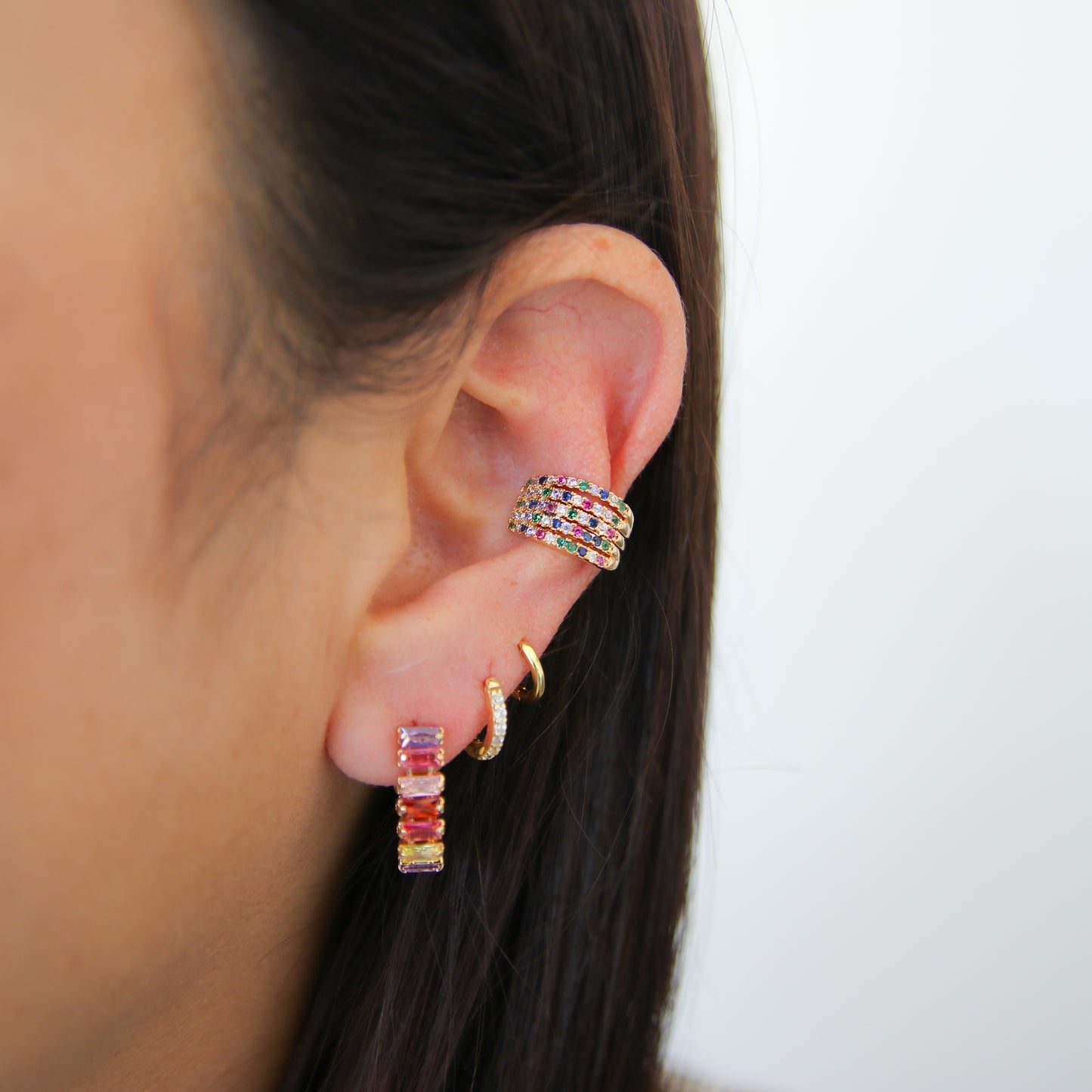 Multicolor CZ Wrap Ear cuff Earring