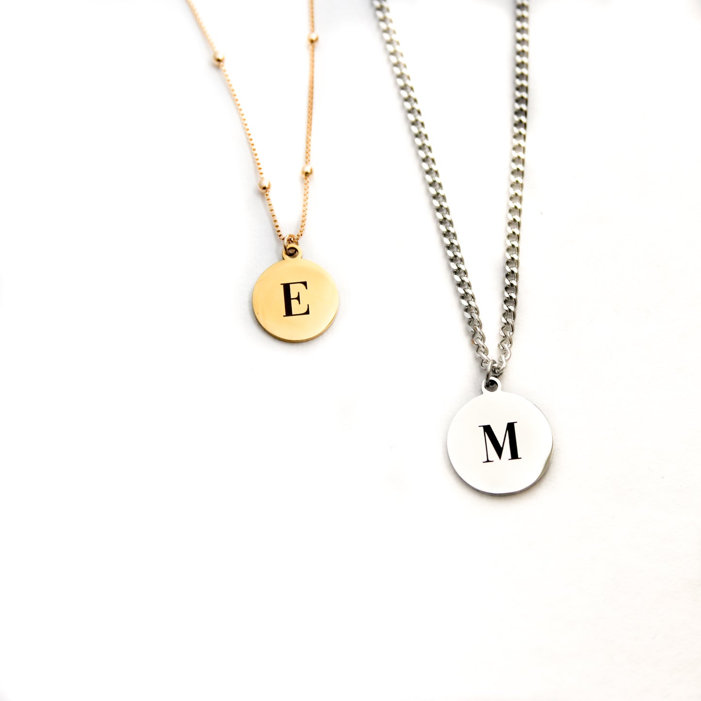 Couple Initial Disc Necklace