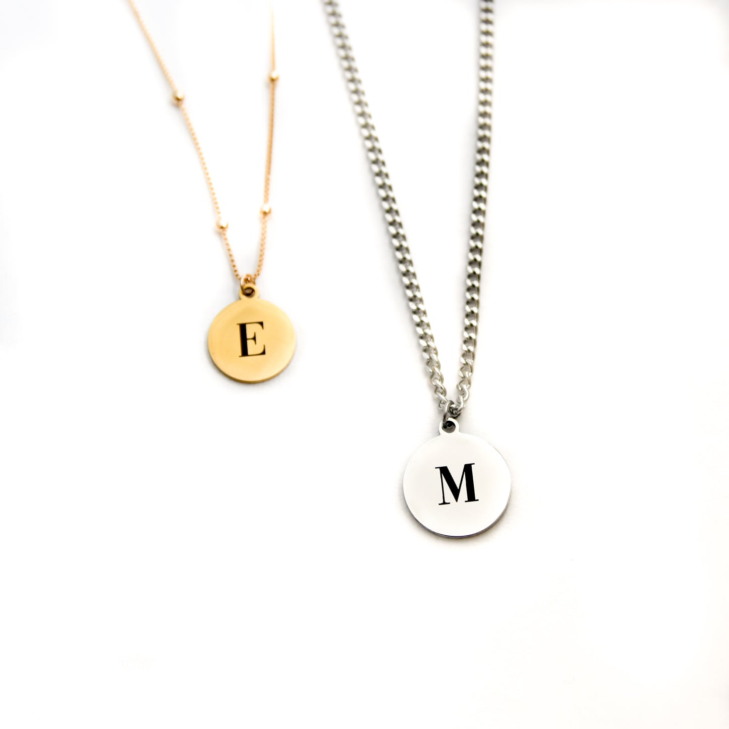 Couple Initial Disc Necklace