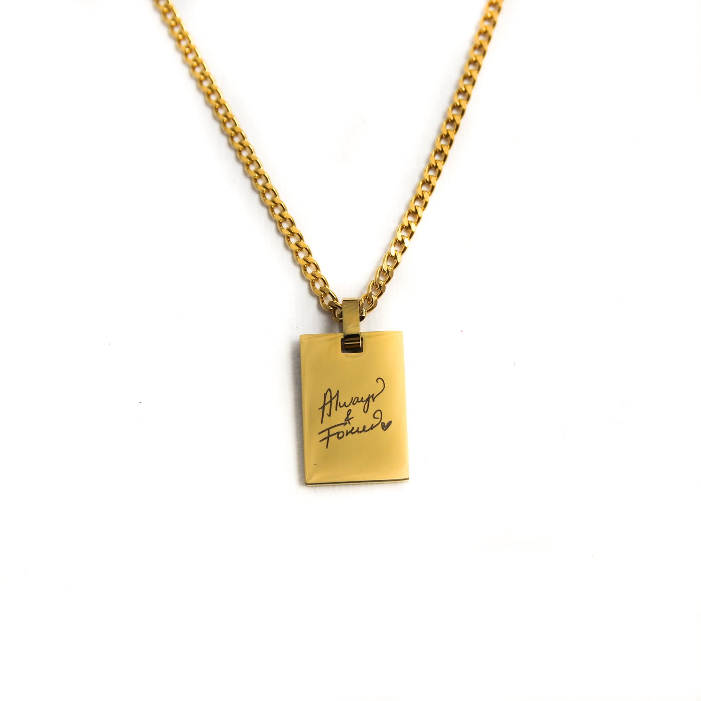 Handwritten Rectangle Charm Necklace