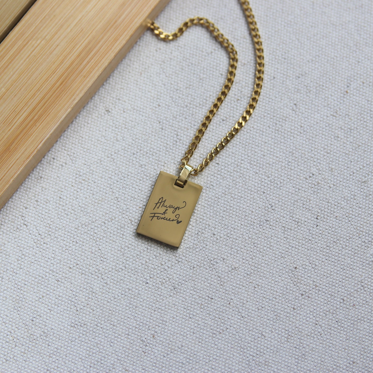 Handwritten Rectangle Charm Necklace