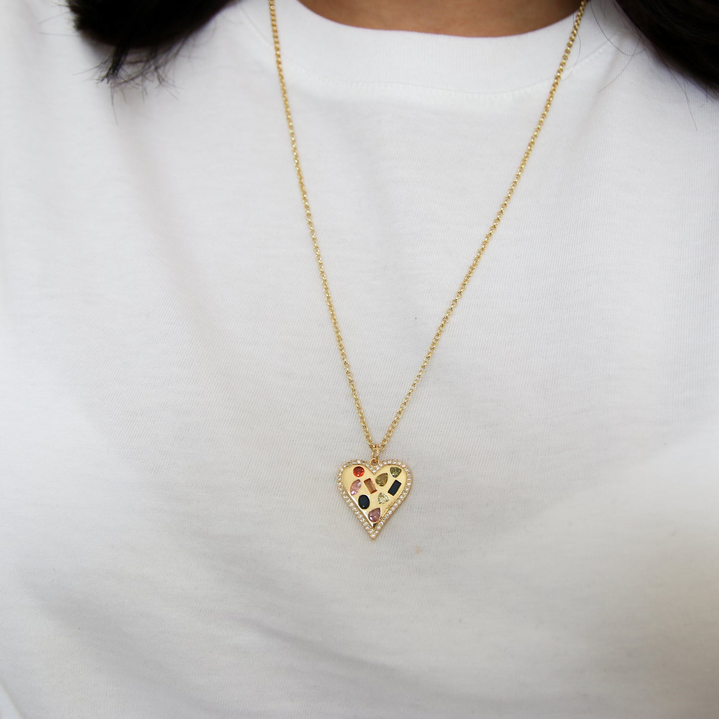 Multicolor Heart Necklace