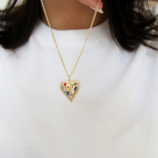 Multicolor Heart Necklace