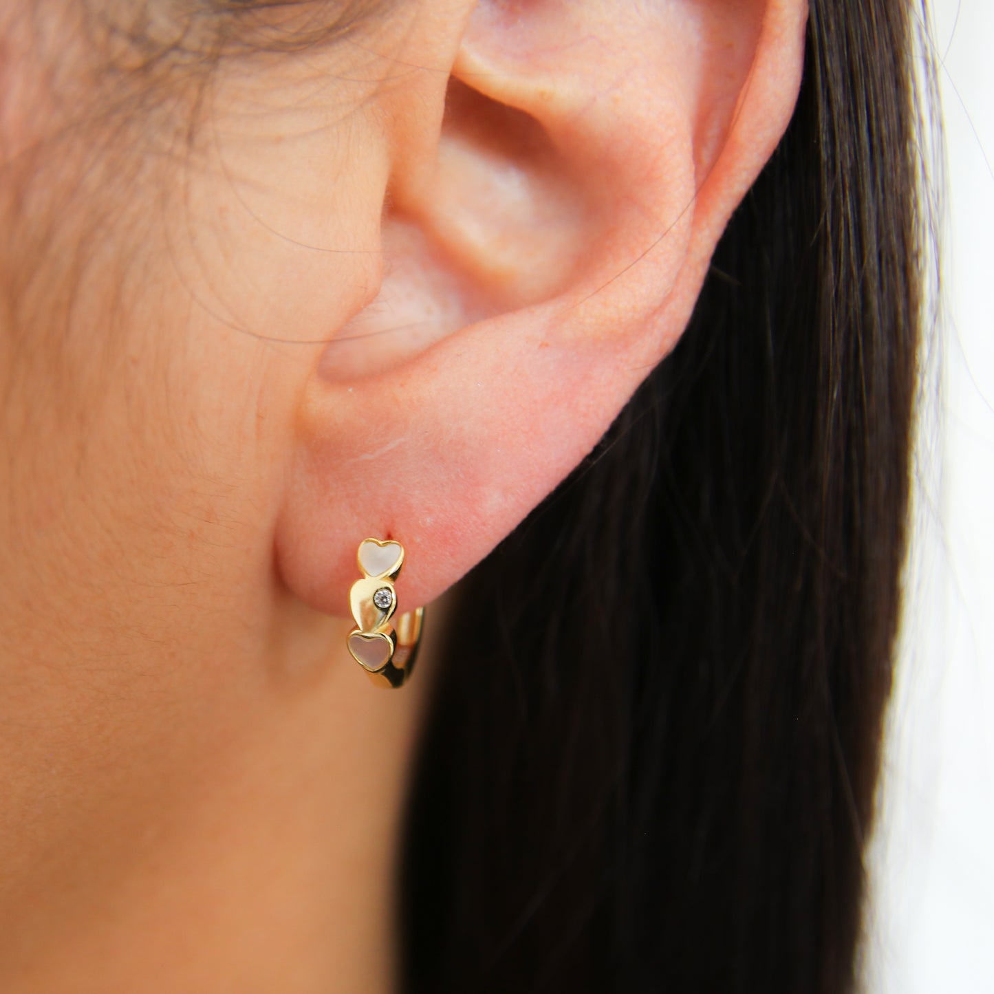 Nacre Triple Heart huggie Earring