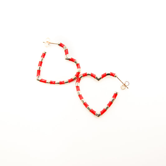 Enamel Red Heart Earring