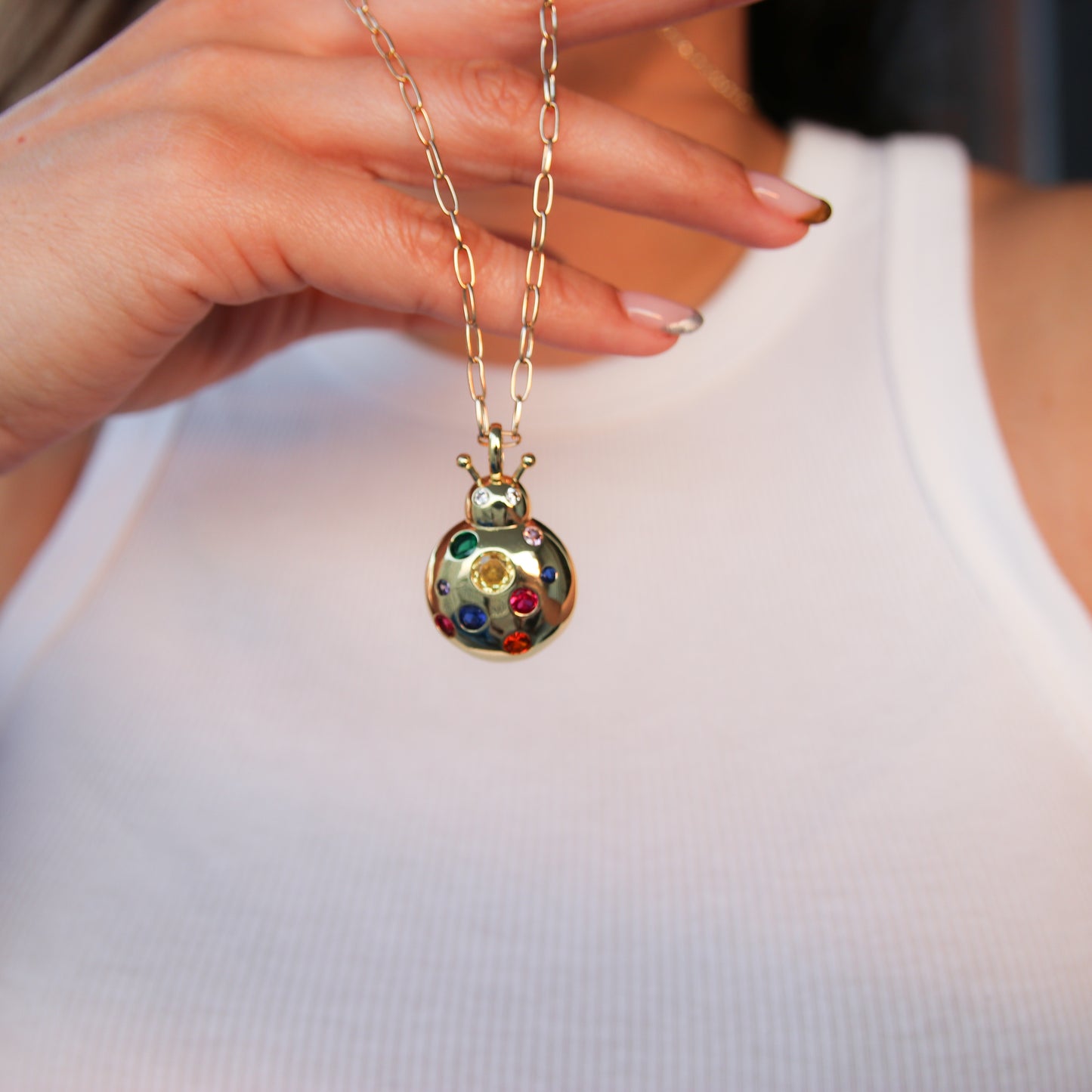 Multicolor Ladybug  Necklace