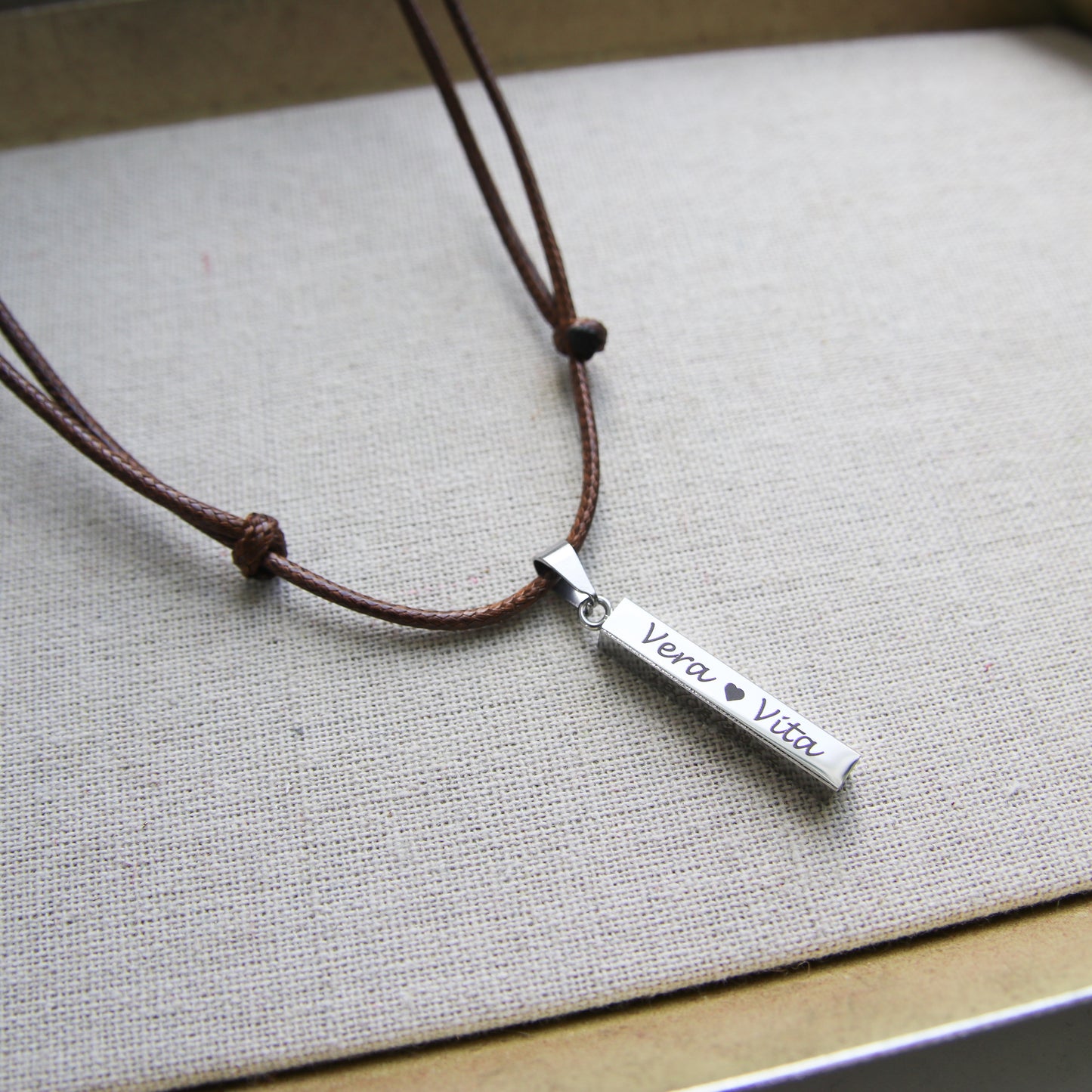 Personalized Bar Leather Necklace