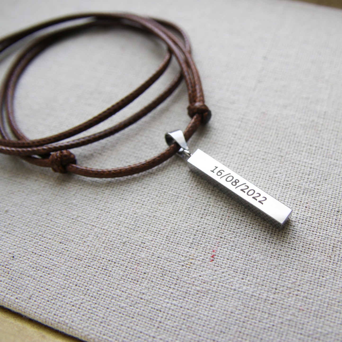Personalized Bar Leather Necklace