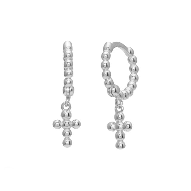 Cross Dot hoop Earring