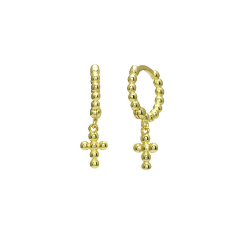 Cross Dot hoop Earring