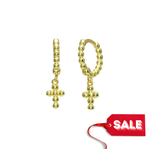 Cross Dot hoop Earring