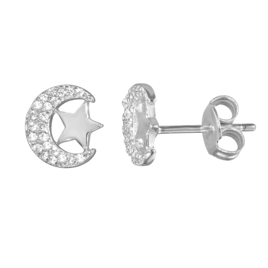 Moon and Star Studs Earrings