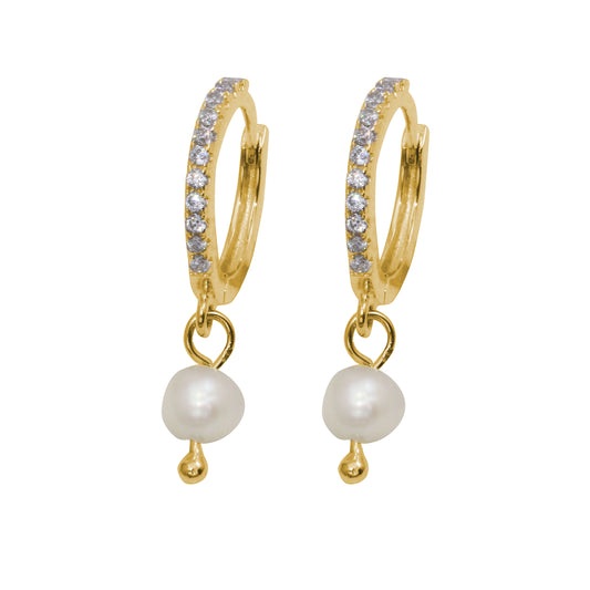 Pearl dangle Hoop Earrings
