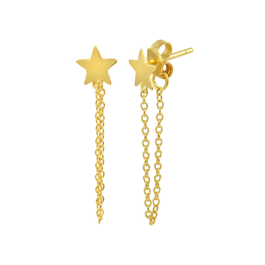 Tiny Star with Chain Earrings